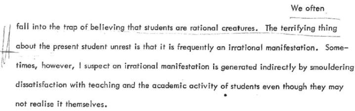 irrational students, 1969